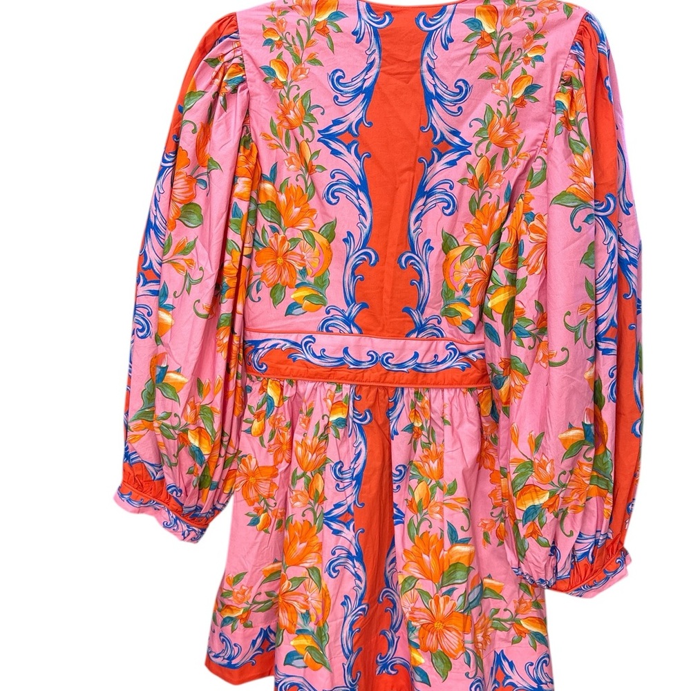 FARM Rio Pink Orange Floral Mini Dress - Picture 8 of 14